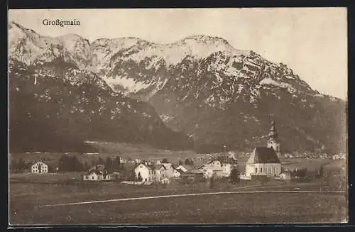 AK Grossgmain, Teilansicht mit Kirche