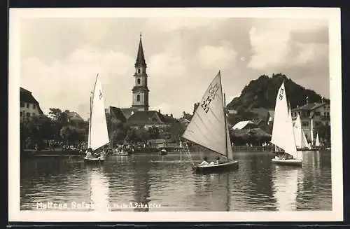 AK Mattsee /Salzburg, Uferpartie mit Kirche