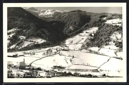 AK Flachau an der Enns, Totale im Winterglanz