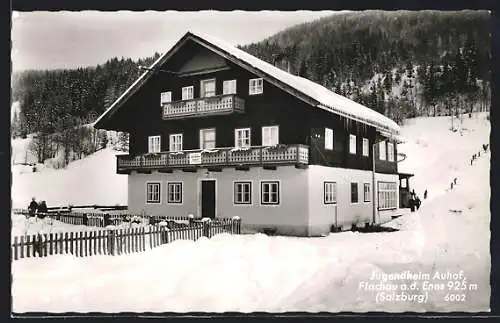 AK Flachau a. d. Enns, Jugendheim Auhof im Schnee