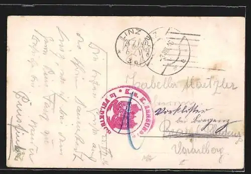 AK Linz a. d. D., Uferpartie mit Dampfer