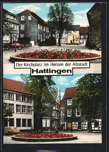 AK Hattingen, Kirchplatz, Altstadt, VW Käfer