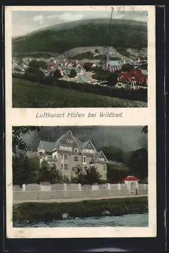 AK Höfen b. Wildbad, Villa Commerell, Ortsansicht aus der Vogelschau