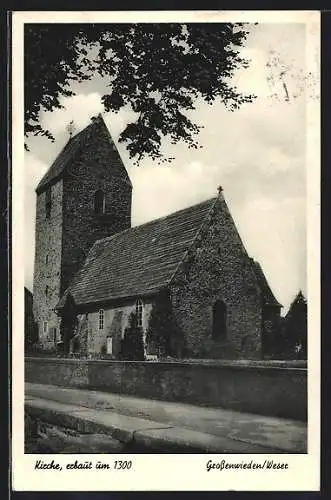 AK Grossenwieden /Weser, Partie an der Kirche