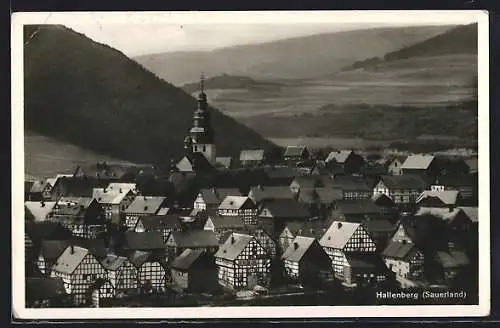 AK Hallenberg /Sauerland, Ortsansicht mit Blick ins Land