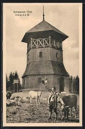 AK Eisenbach / Isny, Schwarzer Grat mit Turm