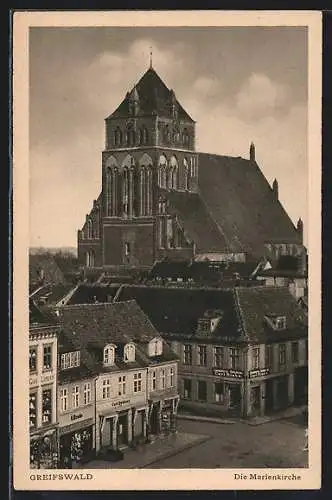 AK Greifswald, Blick zur Marienkirche