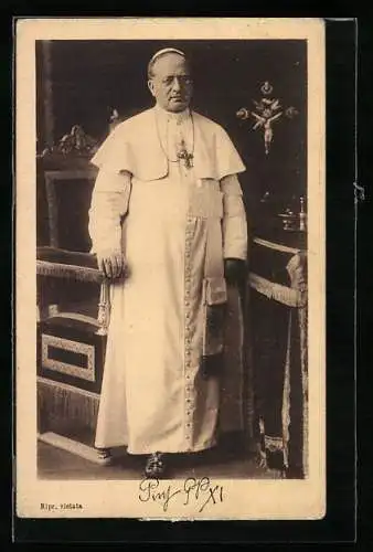 AK Papst Pius XI. in weisser Soutane