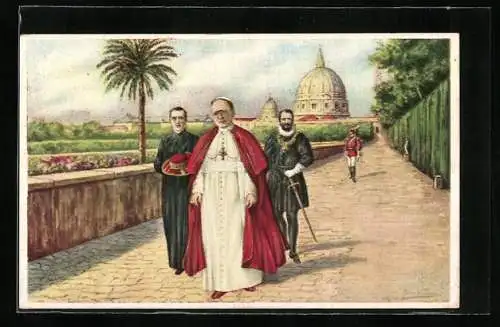 AK Papst Pius XI., Sua Santita nei Giardini Vaticani