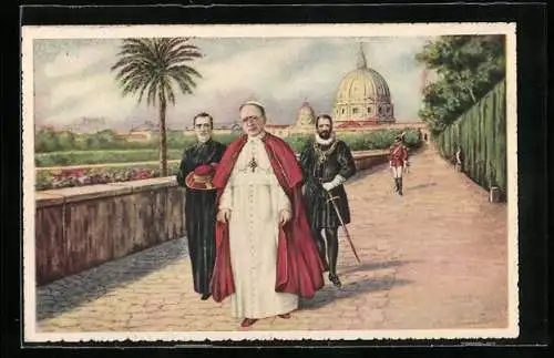 AK Papst Pius XI., Sua Santita nei Giardini Vaticani