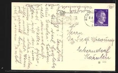 AK Baden b. Wien, Blick in die Karlsgasse mit Oldtimer