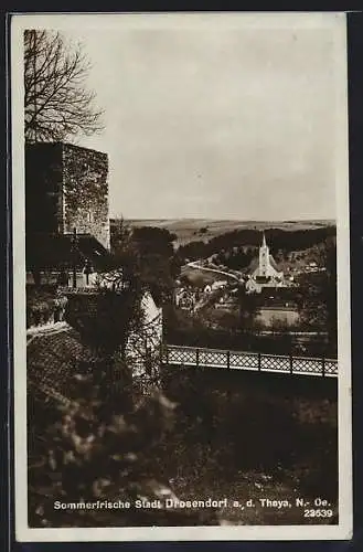 AK Drosendorf a. d. Thaya, Ortspartie mit Kirche