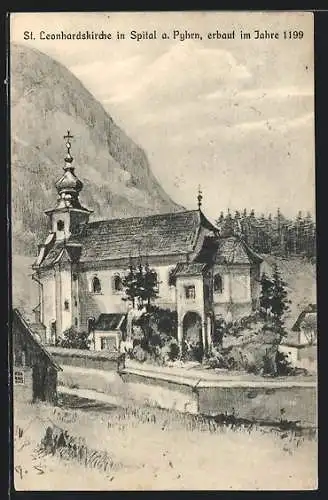 Künstler-AK Spital a. Pyhrn, St. Leonhardskirche