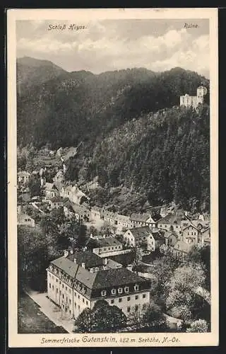 AK Gutenstein, Totalansicht mit Schloss Hoyos und Ruine