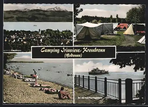 AK Kressbronn /Bodensee, Camping Iriswiese, bei der Schiffsanlegestelle