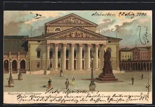 Lithographie München, Darstellung vom Hoftheater