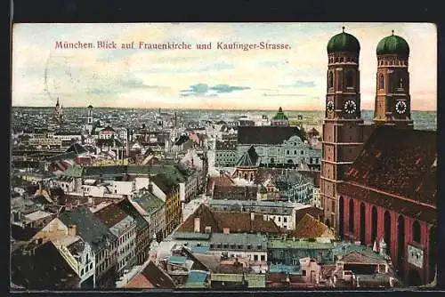 AK München, Frauenkirche und Kaufinger-Strasse