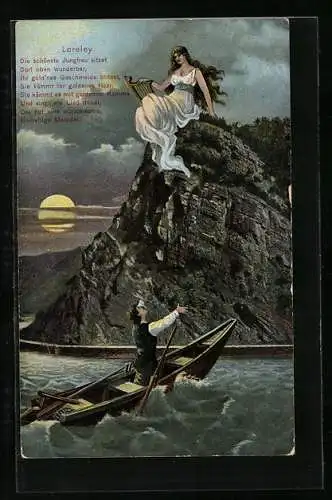 AK Loreley auf dem Felsen: Die schönste Jungfrau sitzet...