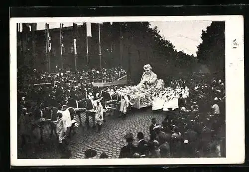 AK Wien, 10. Deutsches Sängerbundesfest 1928, Festzug mit Statue