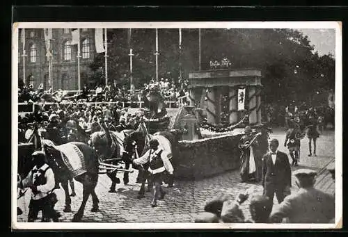 AK Wien, X. Sängerbundesfest, Festzug, Wagen mit Säulemtor