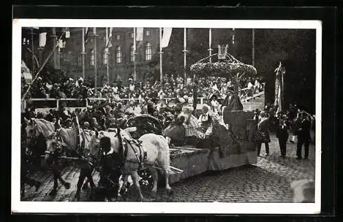 AK Wien, 10. Deutsches Sängerbundesfest 1928, Festzug mit Pferdewagen