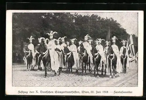 AK Wien, Festzug des X. Deutschen Sängerbundfestes, 22. Juli 1928, Fantasiereiter