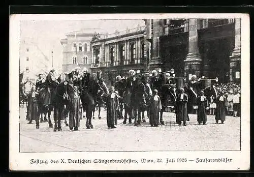 AK Wien, Festzug des X. Deutschen Sängerbundesfestes 1928, Fanfarenbläser