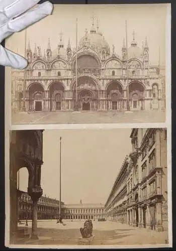 2 Fotografien unbekannter Fotograf, Ansicht Venedig-Venezia, Chiesa S. Marco Facciata Principale, Piazza S. Marco