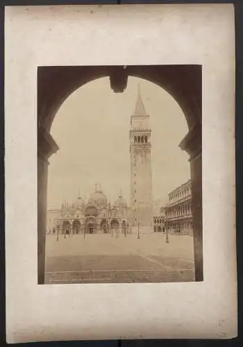 2 Fotografien unbekannter Fotograf, Ansicht Venedig-Venezia, Chiesa S. Marco Facciata Principale, Piazza S. Marco