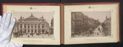 Fotoalbum mit 24 Fotografien, Ansicht Paris, Saint-Gervais, Louvre, Rue de Rivoli, Avenue de la Opera, Place Vendome u.a