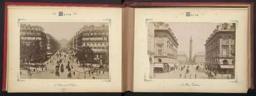 Fotoalbum mit 24 Fotografien, Ansicht Paris, Saint-Gervais, Louvre, Rue de Rivoli, Avenue de la Opera, Place Vendome u.a