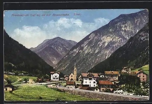 AK Franzensfeste an der Brennerbahn, Ortspartie mit Kirche