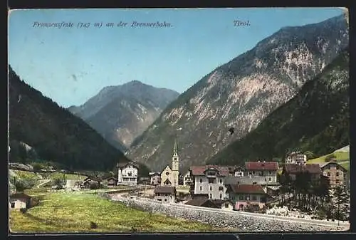 AK Franzensfeste an der Brennerbahn, Ortspartie mit Kirche