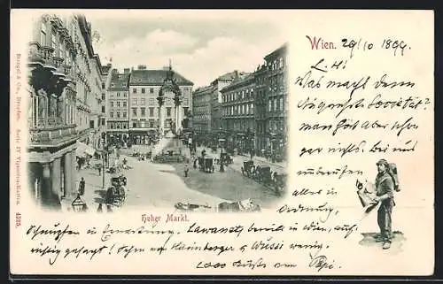 AK Wien, Hoher Markt mit Denkmal