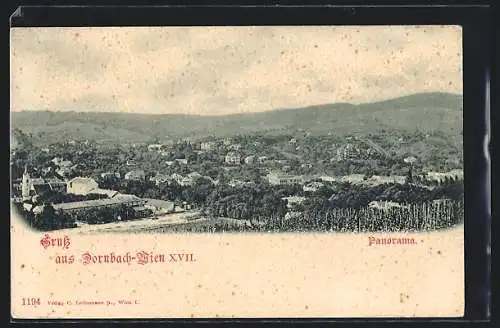 AK Wien-Dornbach, Panorama mit Kirche