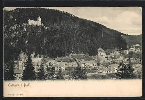 AK Gutenstein, Panorama mit Burg