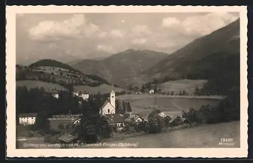 AK Goldegg im Pongau, Ortsansicht mit Kirche und Goldeggersee