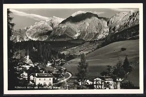 AK Mühlbach am Hochkönig, Panorama mit Kirche