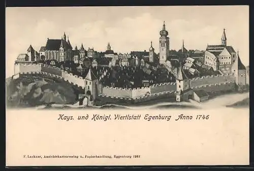 AK Eggenburg, Ansicht der Kayserlichen und Königlichen Viertlstatt anno 1746