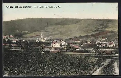 AK Schleinbach-Unter-Olberndorf /N.-Ö., Teilansicht mit Kirche