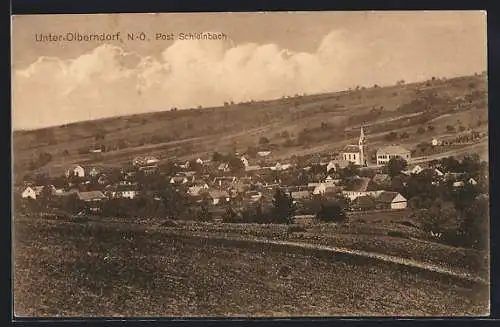 AK Schleinbach-Unter-Olberndorf /N.-Ö., Teilansicht mit Kirche