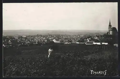 AK Poysdorf, Teilansicht mit Kirche