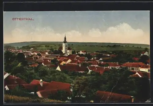 AK Ottenthal, Ortsansicht mit der Kirche aus der Vogelschau