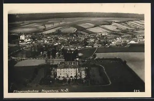 AK Fallbach, Hagenberg mit dem Schloss vom Flugzeug aus