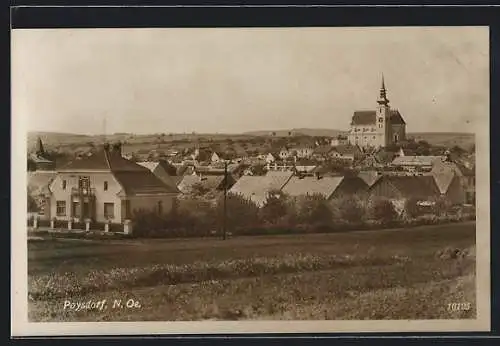 AK Poysdorf /N.-Oe., Ortsansicht mit prominenter Kirche