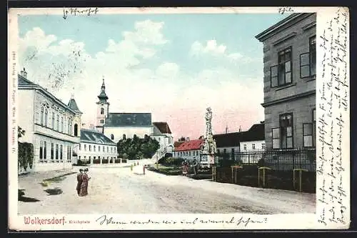 AK Wolkersdorf, Partie am Kirchplatz