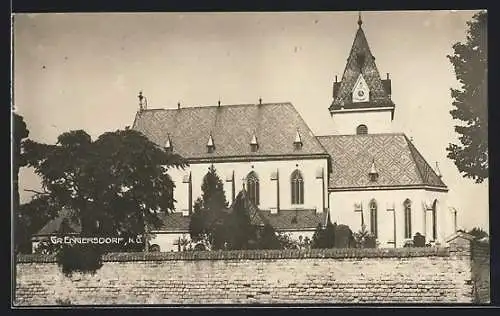 AK Grossengersdorf, Partie an der Kirche