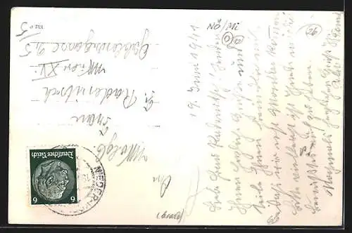 AK Kreuzstetten, Niederkreuzstetten aus der Vogelschau