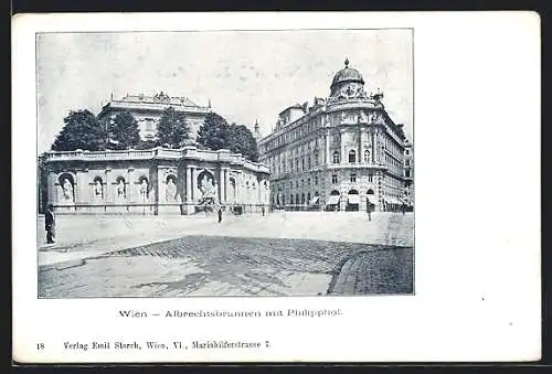 AK Wien, Albrechtsplatz mit Albrechtsbrunnen