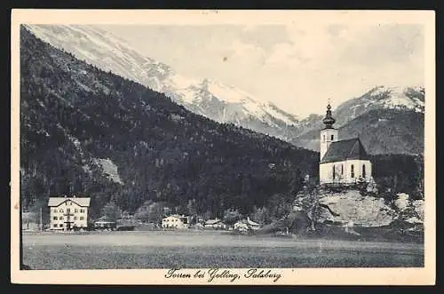 AK Golling an der Salzach, Torren mit der Kirche auf dem Hügel